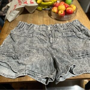 Grey Denim Plus Size Shorts Ava and Viv Conch Waist